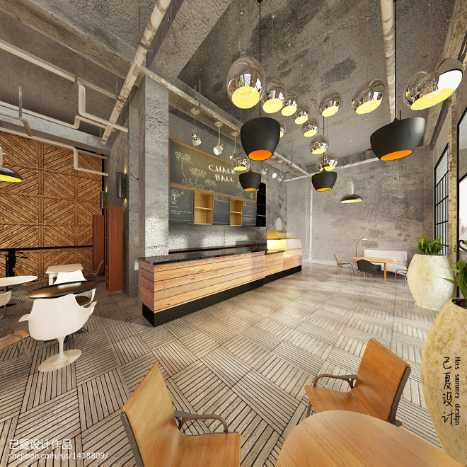 loft咖啡館-裝修設(shè)計效果圖-已夏設(shè)計設(shè)計師作品-設(shè)計本