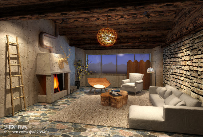 浙江麗水大山峰度假民宿-裝修設(shè)計效果圖-陳邦強設(shè)計師作品-設(shè)計本