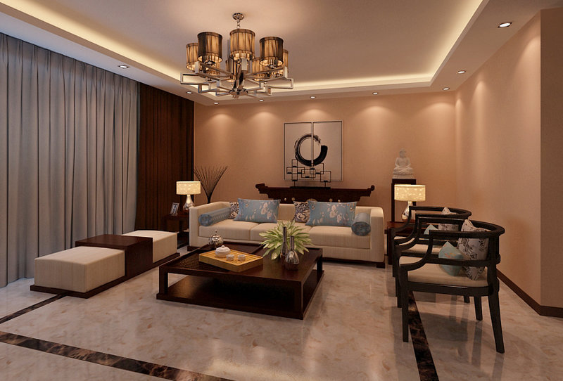 20萬以上140平米以上中式四居室裝修效果圖,碧桂園裝修案例效果圖